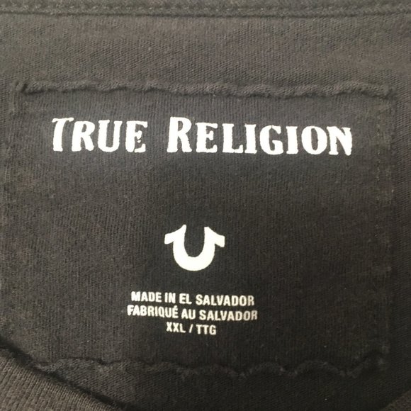 #HH True Religion MENS FIRE PANTHER Tee T-Shirt Size XXL 2XL Black Athletic Fit - Picture 2 of 9